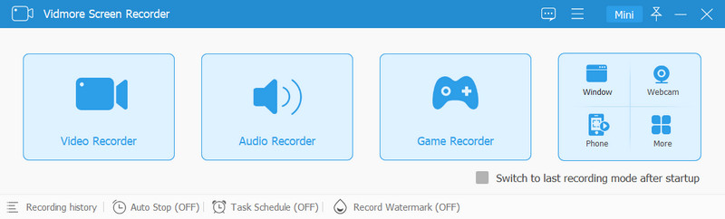 Vidmore Screen Recorder Oberfläche