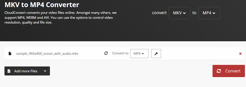CloudConvert – Oberfläche