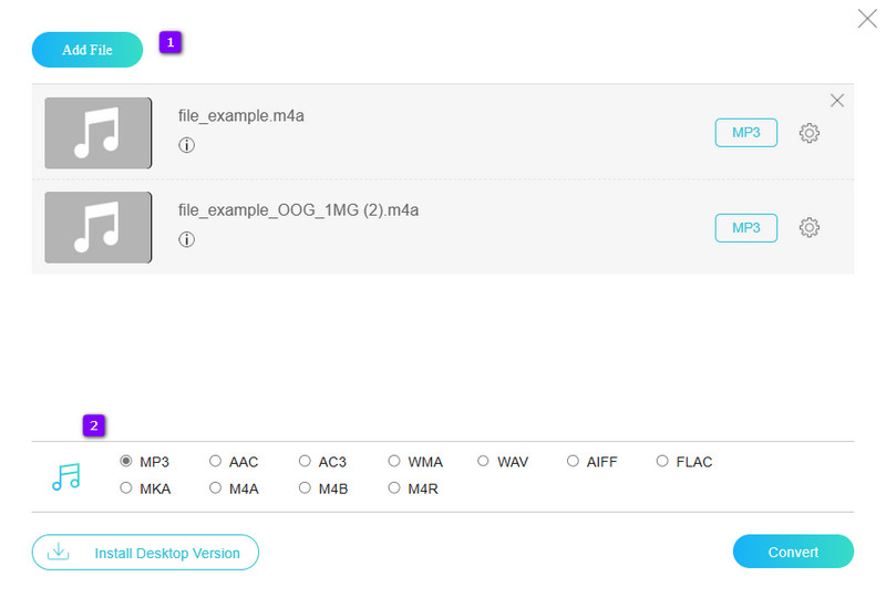 M4A OGG online Hochladen