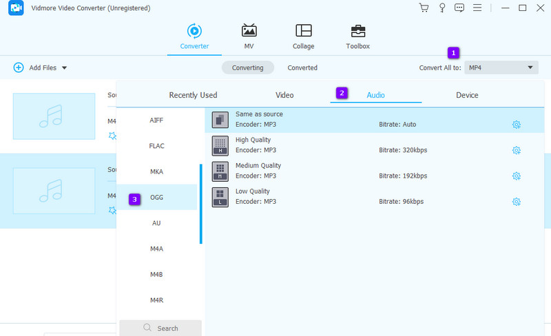 M4A OGG offline Auswahl