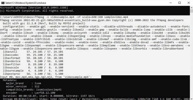 FFMPEG – Eingabeaufforderung Video-Resizer