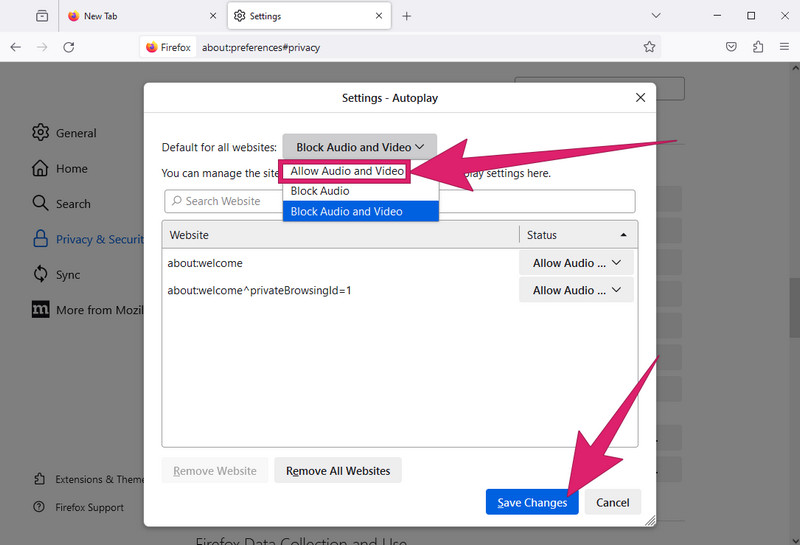 Firefox Autoplay aktivieren