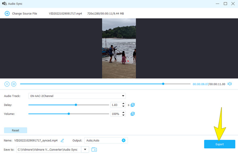 Audioverschiebung beheben – Exportieren