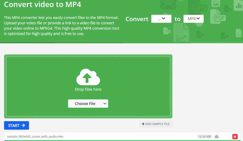 Online Convert – Oberfläche