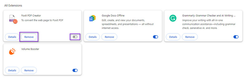 Browsererweiterungen entfernen