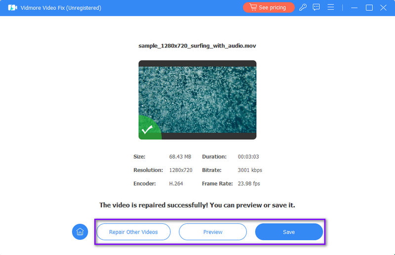 Vorschau speichern und andere Videos zur Reparatur auswählen