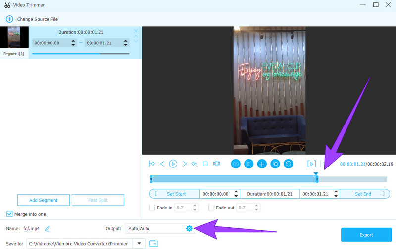 iPhone-Video schneiden mit Vidmore – Zuschneiden