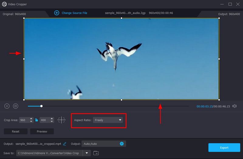 Vidmore Video Cropper – Seitenverhältnis
