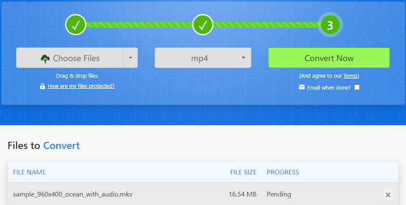 Zamzar‑Oberfläche