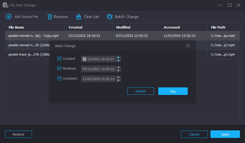 Dateidaten im Stapel ändern