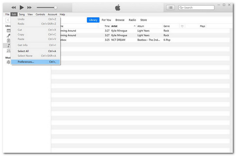 iTunes – Bearbeiten/Einstellungen