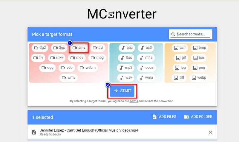 Mconverter AMV‑Konvertierung starten