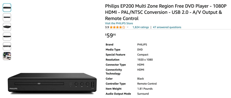 Regionsfreier DVD-Player Philips EP200