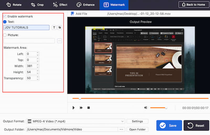 Vidmore Video Editor Enable Watermark