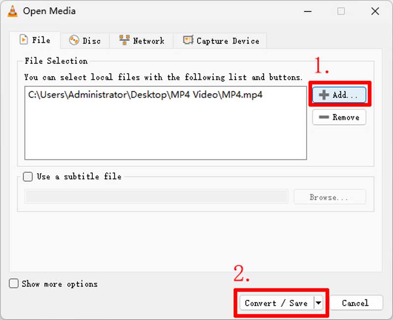 MP4 zu VLC hinzufügen