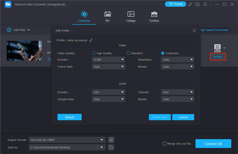 Einstellungen ändern