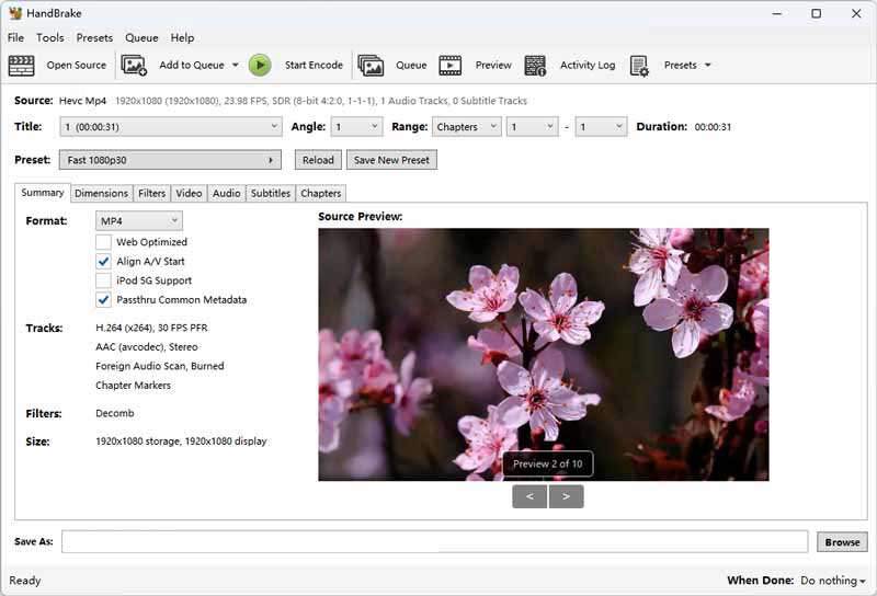 MP4 wählen, Kodierung starten