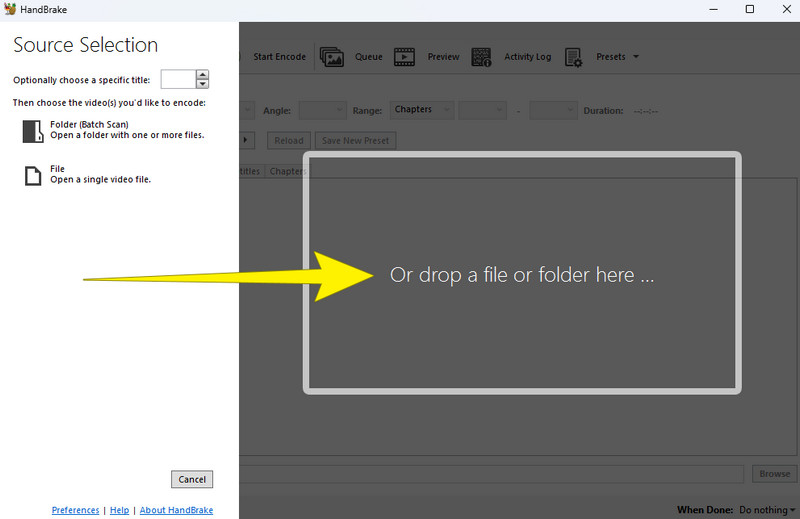 iPod konvertieren HandBrake Datei hinzufügen