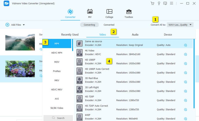 iPod konvertieren Vidmore Dateien festlegen