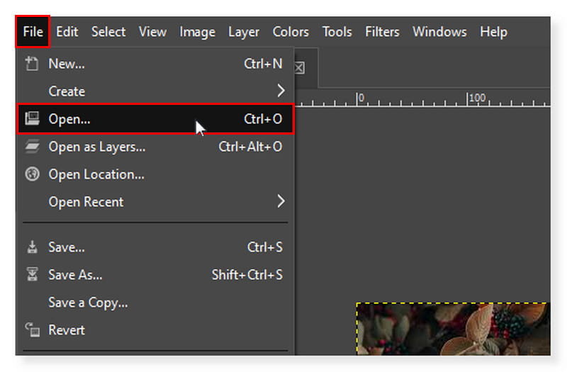 GIMP JFIF-Datei auswählen