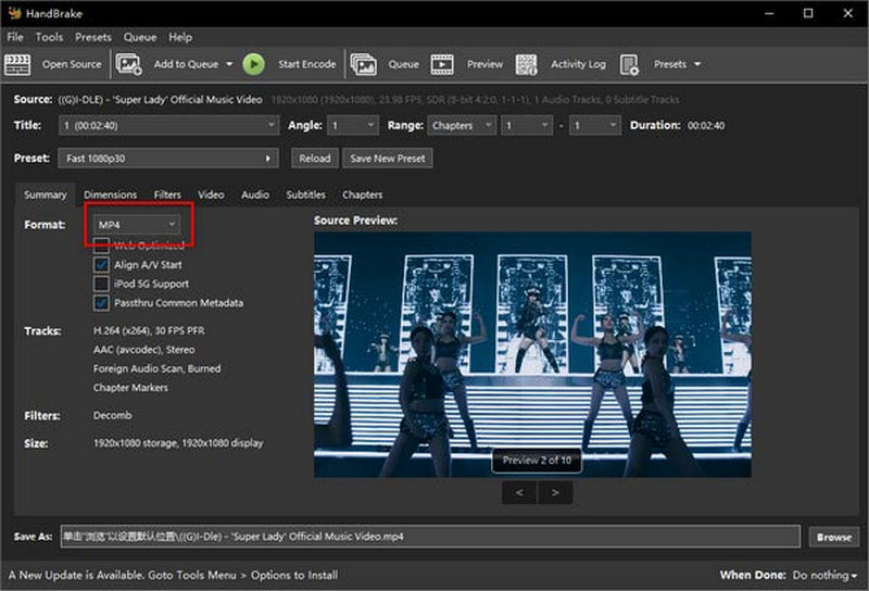 Handbrake MTS zu MP4