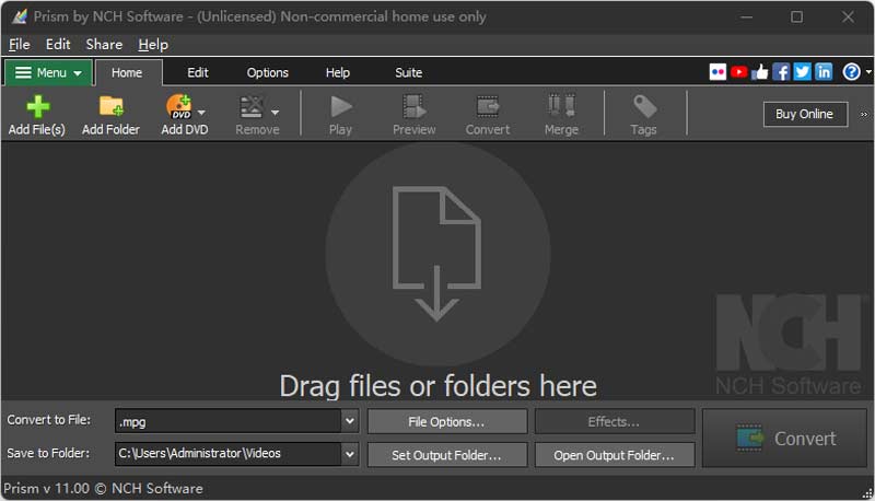 MP4 zu MPG Prism Video Converter Oberfläche