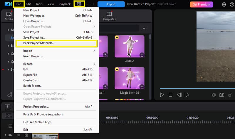 PowerDirector Datei exportieren