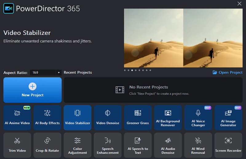 PowerDirector Videostabilisierung
