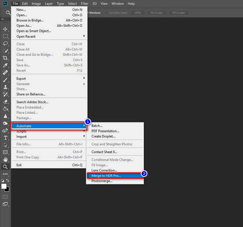 Zusammenführung zu HDR Pro starten