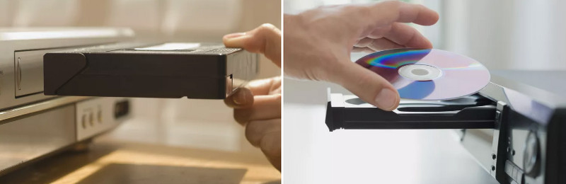 VHS-DVD-Recorder Disc einlegen