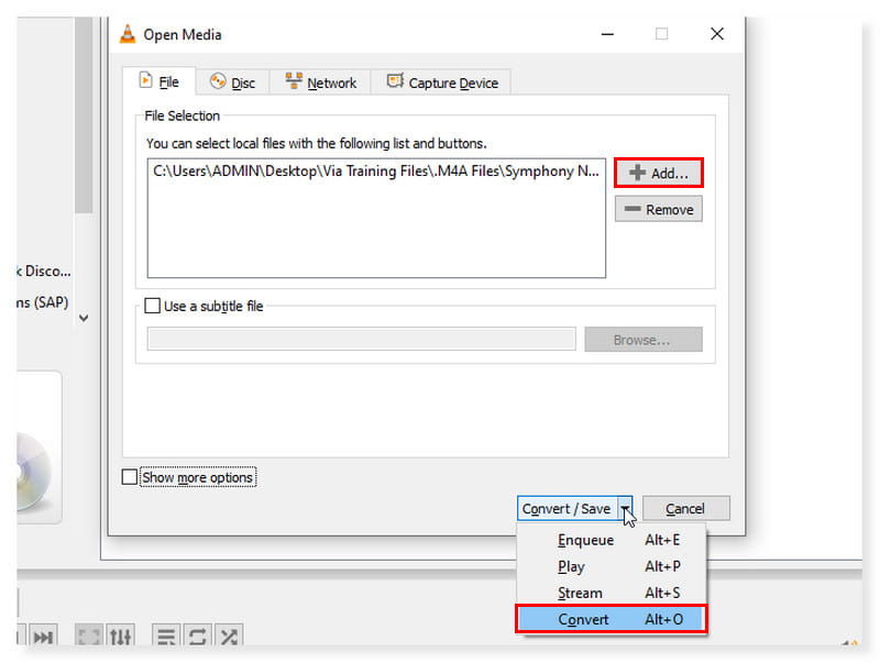 VLC Player Dateien hinzufügen
