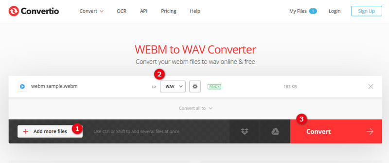 WebM WAV Convertio Festlegen und Konvertieren