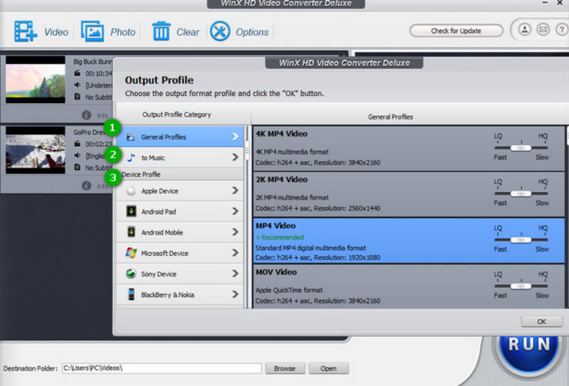 Format wählen – WinX