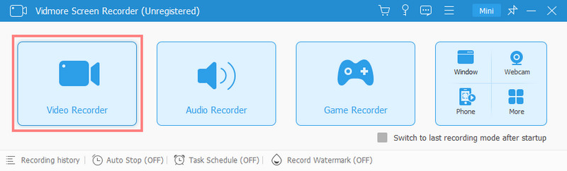Schaltfläche „Videorecorder“ wählen