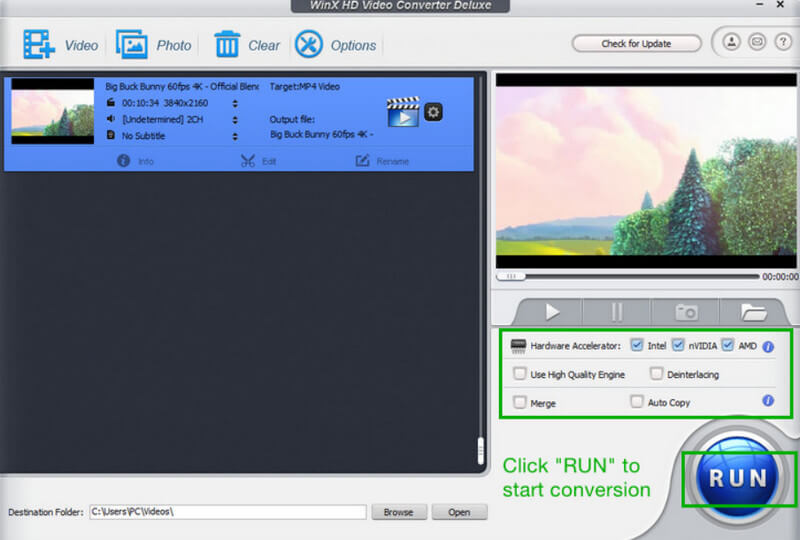 Auf „Run“ klicken