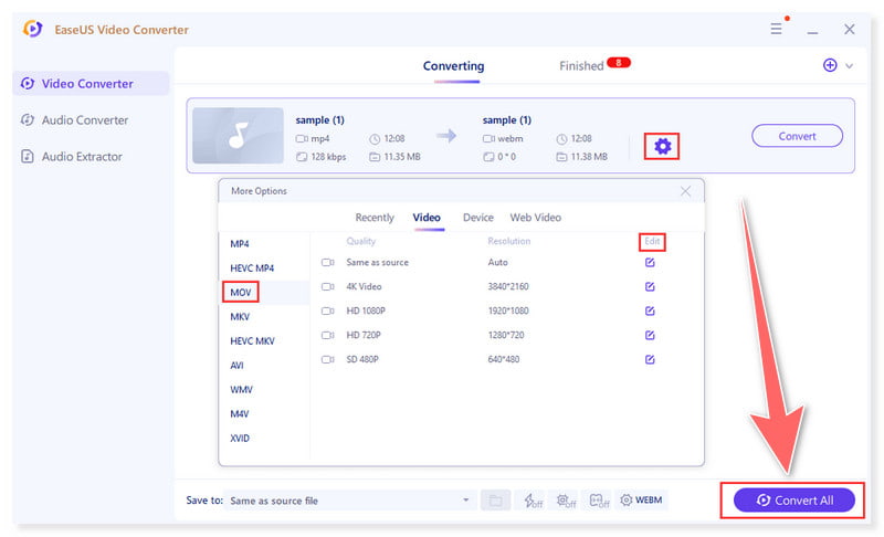 EaseUS alle in MOV konvertieren