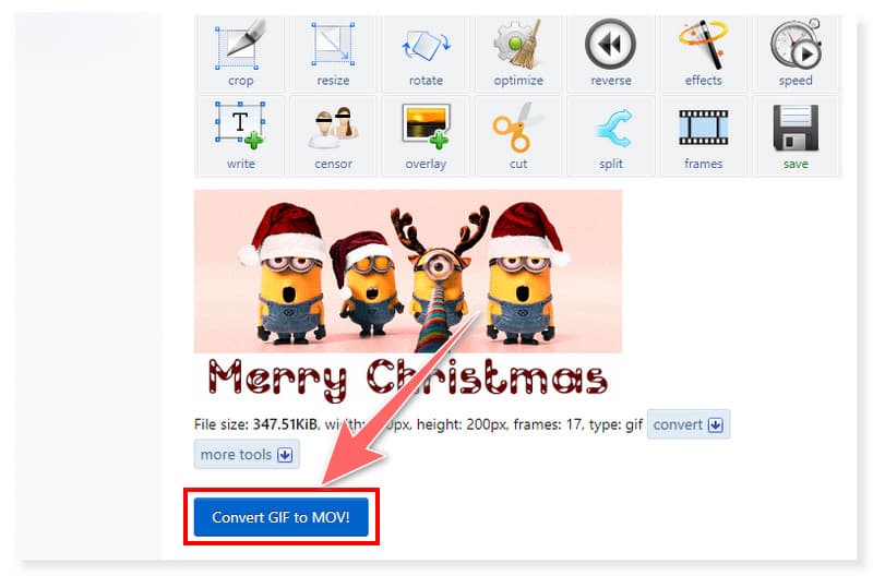 EZGIF GIF in MOV konvertieren