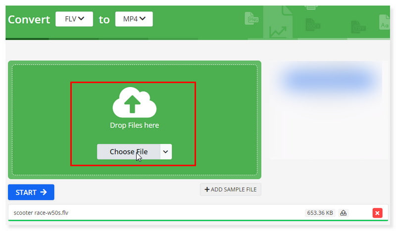 Online-Convert FLV-Dateien auswählen