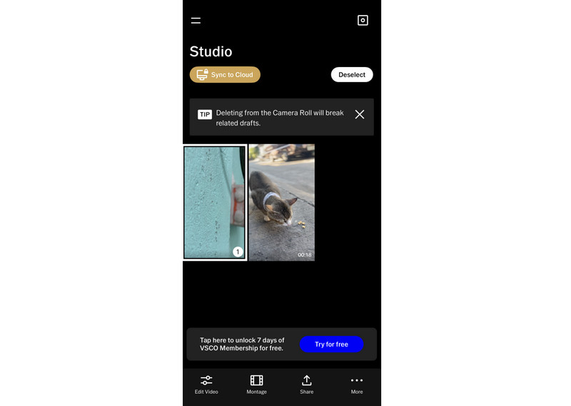 Video auswählen und bearbeiten