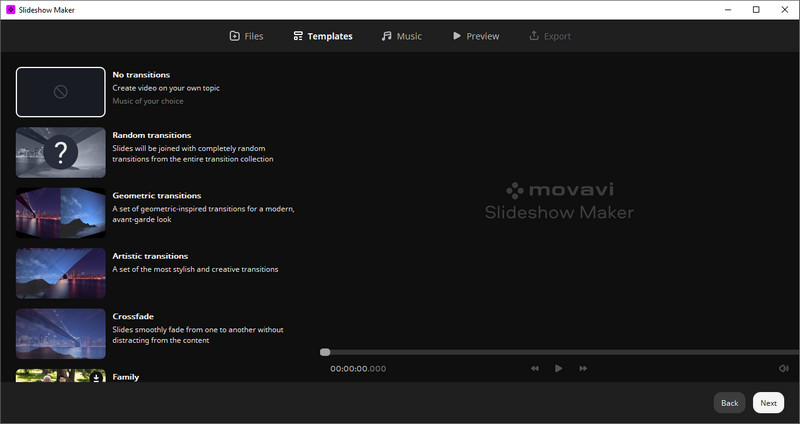 Übergänge auswählen