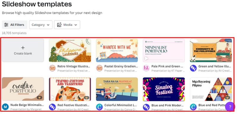 Diashow‑Vorlage oder leeres Design erstellen