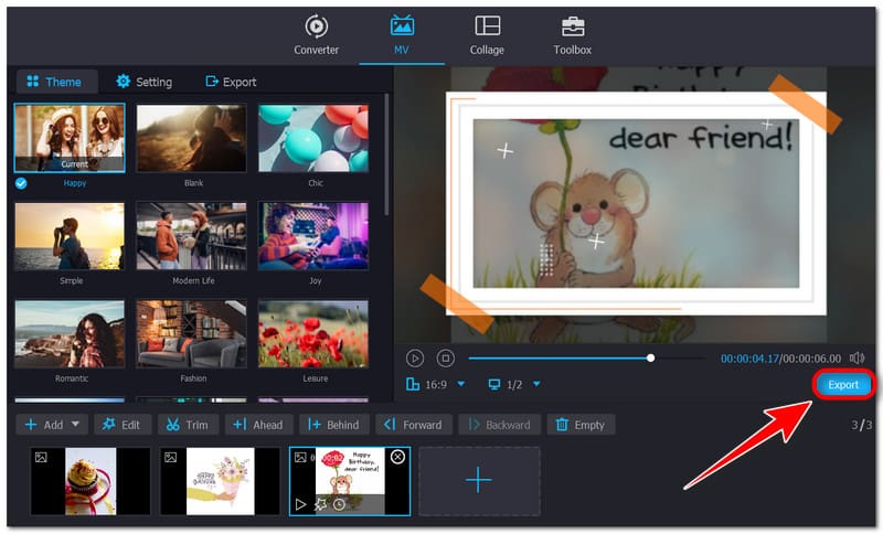 Vidmore – Geburtstagsslideshow exportieren