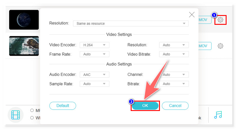 Vidmore Online MOV-Format auswählen