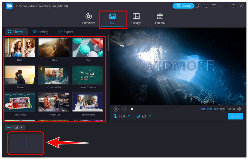 Vidmore: Vorlage für Diashow auswählen