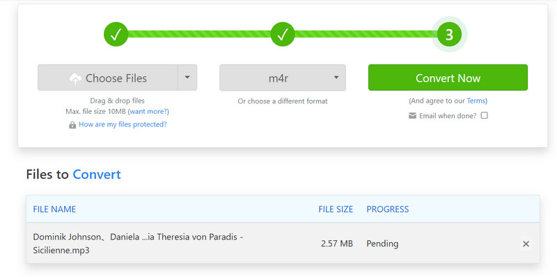 Zamzar‑Konvertierung