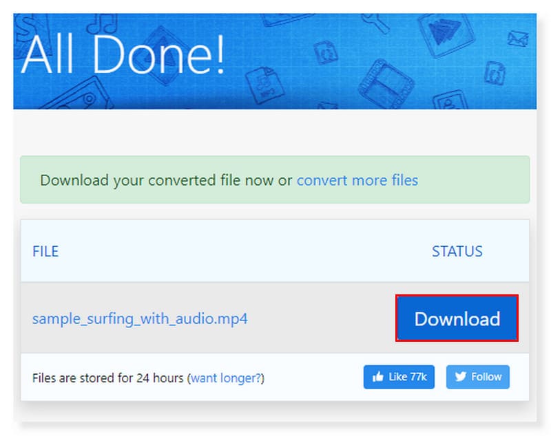 Zamzar MP4-Datei herunterladen