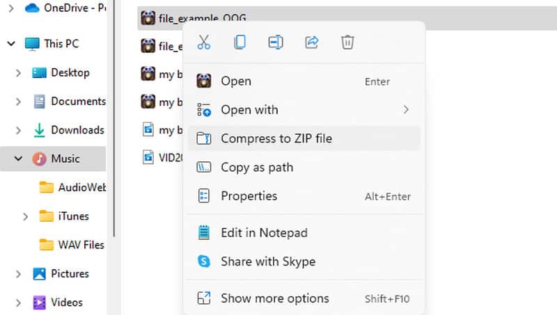 Audio für WhatsApp per Zip komprimieren