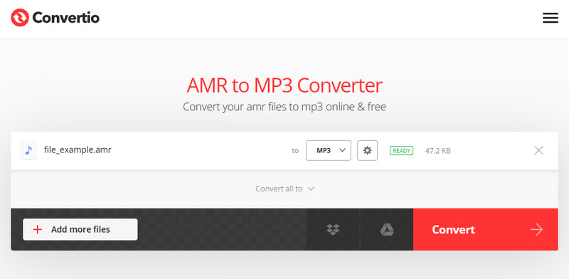 Convertio Online – AMR in MP3 konvertieren