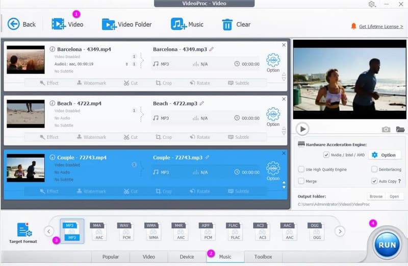 MP4 MP3 Videoproc Dateien konvertieren
