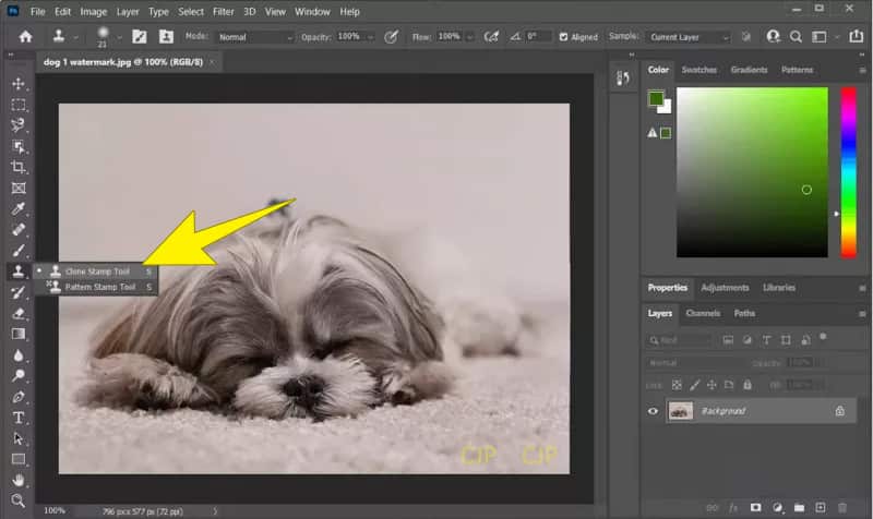 Wasserzeichen offline entfernen – Clone Stamp